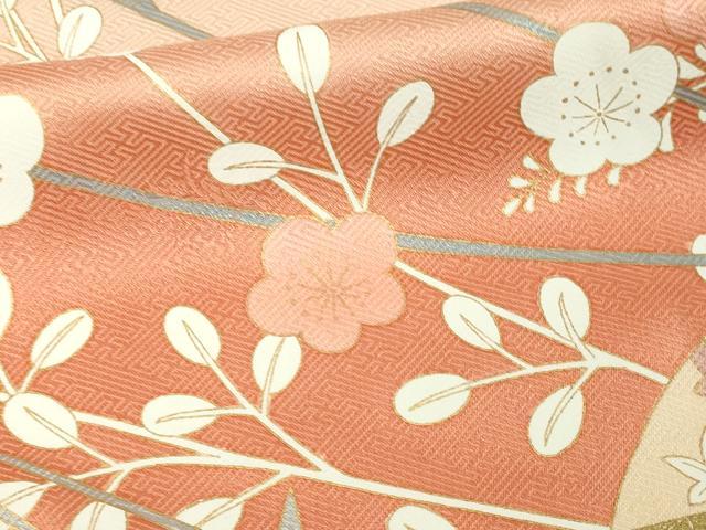 平和屋着物■訪問着 駒刺繍 地紙枝梅文 暈し染め 金彩 正絹 逸品 DABC0307sf