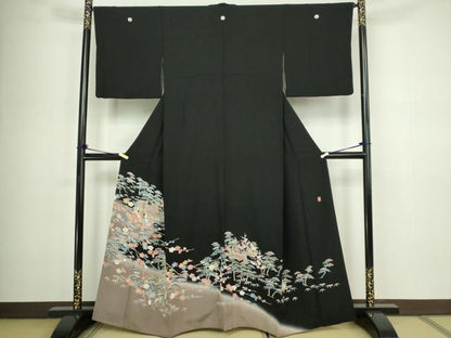 平和屋着物■豪華黒留袖 友禅 作家物 風景文 松竹梅 金彩 正絹 逸品 DABC0311sf