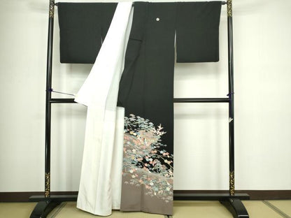 平和屋着物■豪華黒留袖 友禅 作家物 風景文 松竹梅 金彩 正絹 逸品 DABC0311sf