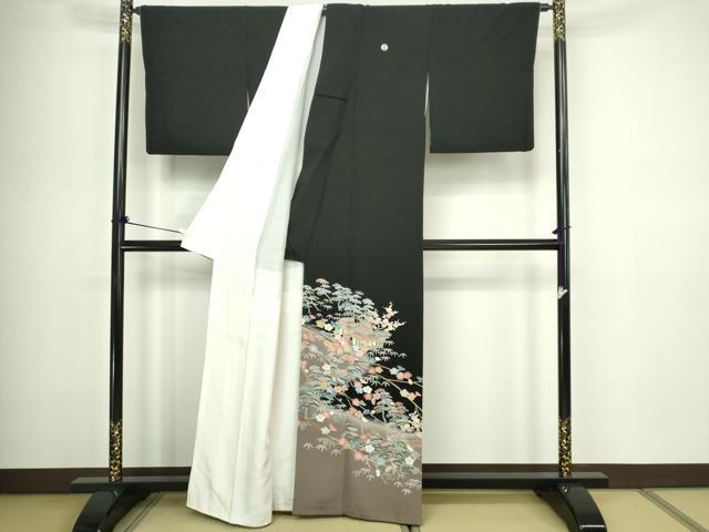 平和屋着物■豪華黒留袖 友禅 作家物 風景文 松竹梅 金彩 正絹 逸品 DABC0311sf