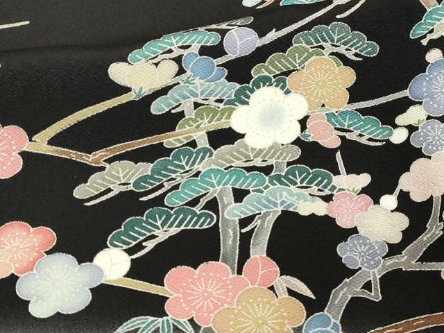 平和屋着物■豪華黒留袖 友禅 作家物 風景文 松竹梅 金彩 正絹 逸品 DABC0311sf