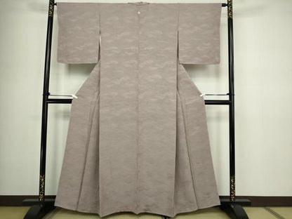 平和屋着物■上質な色無地 雲重ね地紋 胡桃染色 正絹 逸品 DABC0315sf