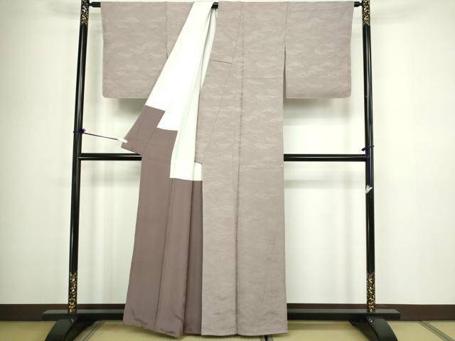 平和屋着物■上質な色無地 雲重ね地紋 胡桃染色 正絹 逸品 DABC0315sf