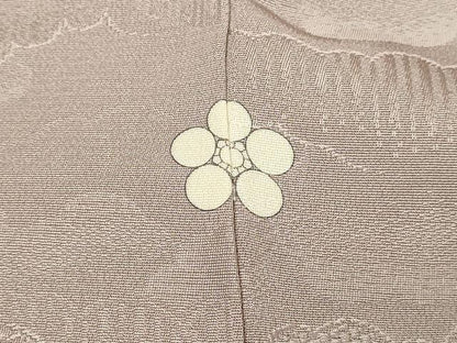 平和屋着物■上質な色無地 雲重ね地紋 胡桃染色 正絹 逸品 DABC0315sf