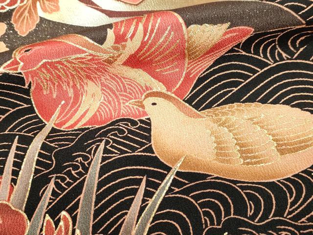 平和屋着物■豪華黒留袖 駒刺繍 御所車花鳥文 金彩 正絹 逸品 DABC0322sf