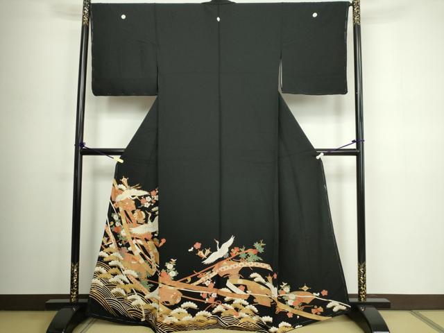 平和屋着物■豪華黒留袖 飛鶴文 松竹梅 金彩 正絹 逸品 DABC0324sf