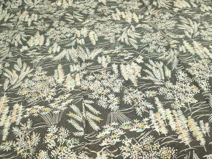 平和屋着物■上質な小紋 枝葉文 鮫小紋柄 黒地 正絹 逸品 DABC0335sf