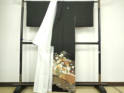 平和屋着物■豪華黒留袖 休み鳥花文 金彩 正絹 逸品 DABC0339sf
