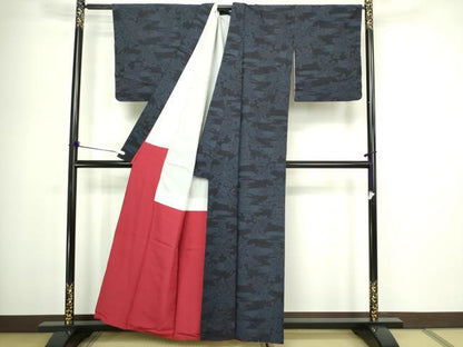 平和屋着物■結城紬 草葉文 正絹 逸品 DABC0340sf