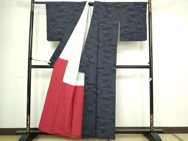 平和屋着物■結城紬 草葉文 正絹 逸品 DABC0340sf