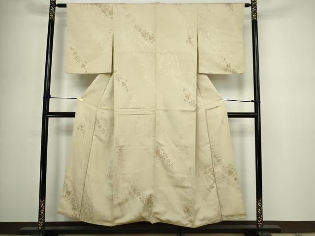 平和屋着物■上質な小紋 寿光織 更紗花文 金糸 正絹 逸品 DABC0341sf