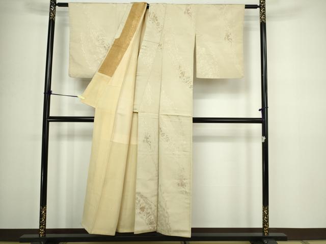 平和屋着物■上質な小紋 寿光織 更紗花文 金糸 正絹 逸品 DABC0341sf