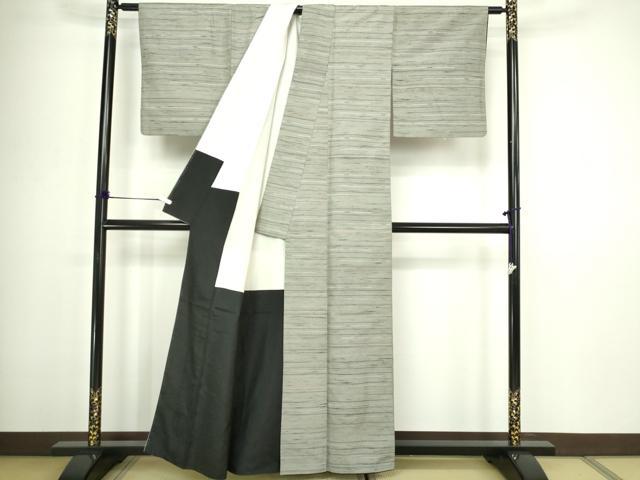 平和屋着物■上質な紬 横段文 正絹 逸品 DABC0342sf