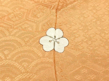 平和屋着物■上質な色無地 花唐草地紋 赤朽葉色 正絹 逸品 DABC0411sf