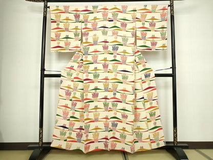平和屋着物■上質な小紋 草葉文 金彩 正絹 逸品 DABC0415sf