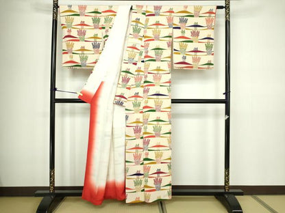 平和屋着物■上質な小紋 草葉文 金彩 正絹 逸品 DABC0415sf