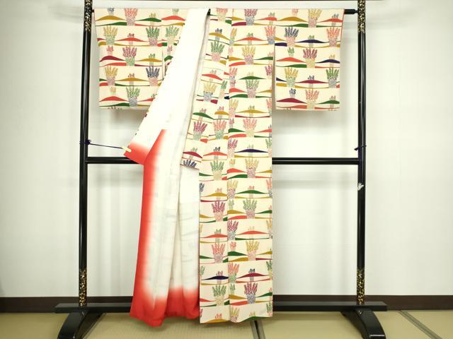 平和屋着物■上質な小紋 草葉文 金彩 正絹 逸品 DABC0415sf