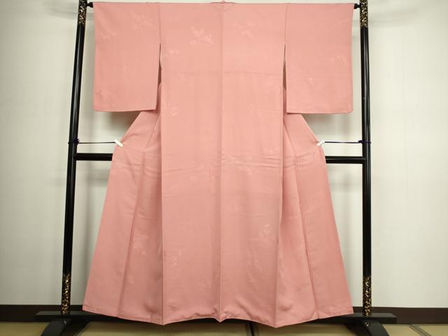 平和屋着物■上質な色無地 草花地紋 遠州茶色 正絹 逸品 DABC0424sf