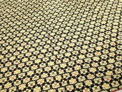 平和屋着物■上質な小紋 舞花文 黒地 正絹 逸品 DABC0427sf
