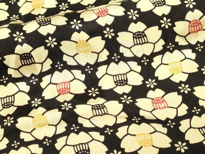 平和屋着物■上質な小紋 舞花文 黒地 正絹 逸品 DABC0427sf