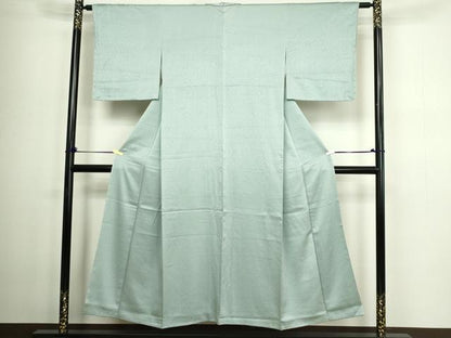 平和屋着物■上質な色無地 青海波地紋 灰黄緑色 正絹 逸品 DABC0428sf