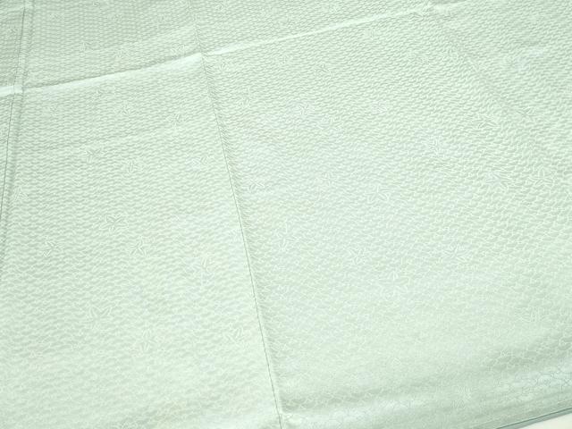 平和屋着物■上質な色無地 青海波地紋 灰黄緑色 正絹 逸品 DABC0428sf