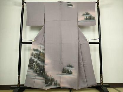 平和屋着物■訪問着 手描き 風景文 暈し染め 金銀彩 正絹 逸品 DABC0434sf