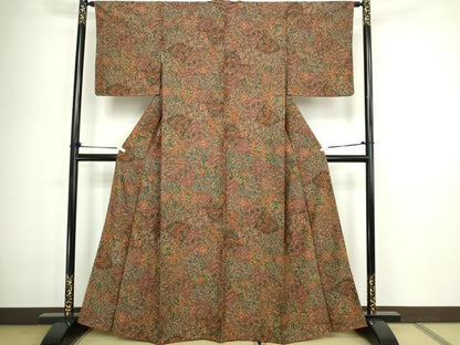 平和屋着物■上質な小紋 更紗花文 正絹 逸品 DABC0435sf