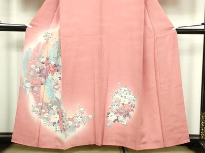 平和屋着物■訪問着 孔雀花文 暈し染め 金彩 正絹 逸品 DABC0440sf