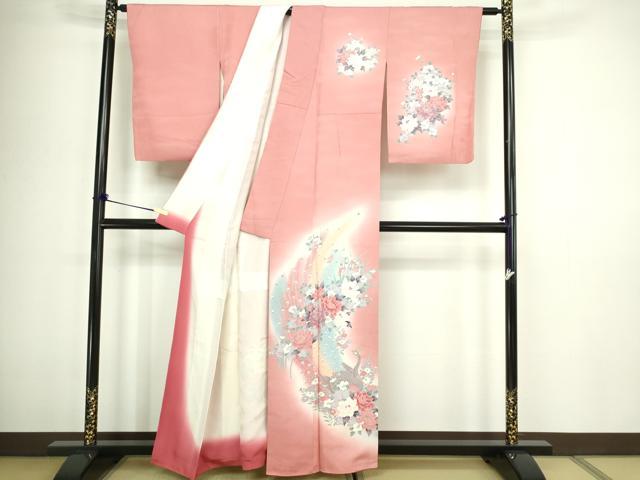 平和屋着物■訪問着 孔雀花文 暈し染め 金彩 正絹 逸品 DABC0440sf