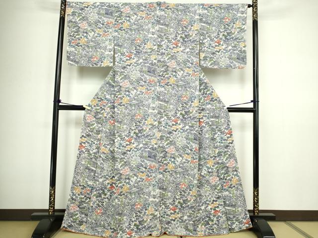 平和屋着物■上質な小紋 草花文 正絹 逸品 DABC0442sf