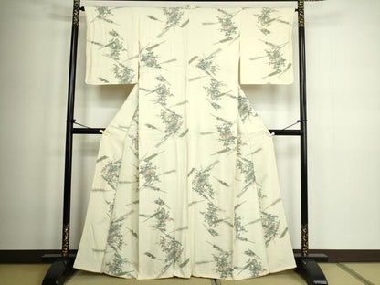 平和屋着物■上質な小紋　草花文　金彩　正絹　逸品　DABC0498sf