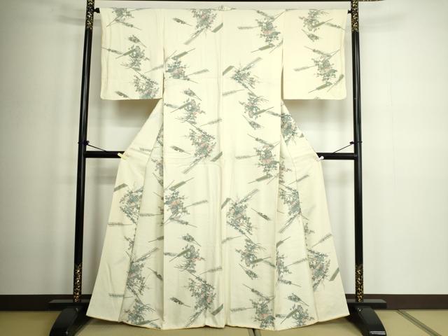 平和屋着物■上質な小紋　草花文　金彩　正絹　逸品　DABC0498sf