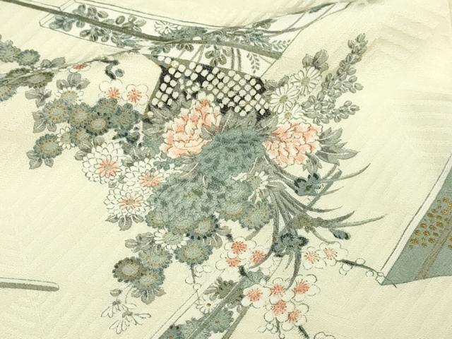 平和屋着物■上質な小紋　草花文　金彩　正絹　逸品　DABC0498sf