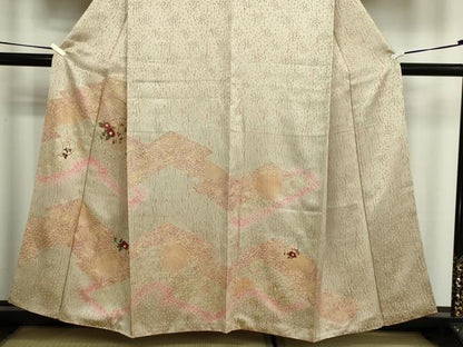 平和屋着物■訪問着　刺繍　草花文　金彩　正絹　逸品　DABC0500sf