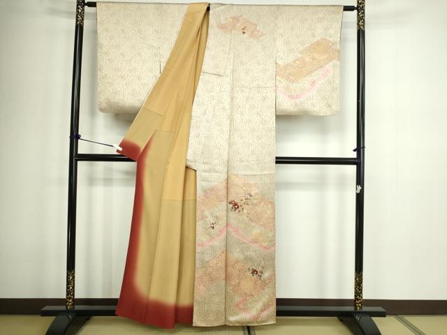 平和屋着物■訪問着　刺繍　草花文　金彩　正絹　逸品　DABC0500sf