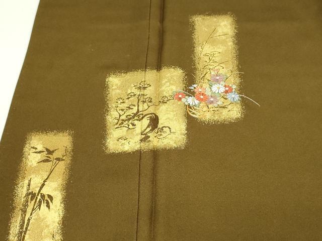 平和屋着物■訪問着　駒刺繍　草花文　金彩　正絹　逸品　DABC0505sf