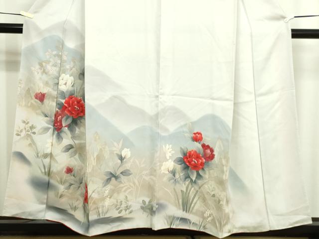 平和屋着物■訪問着 手描き 草花文 暈し染め 正絹 逸品 DABC0510sf