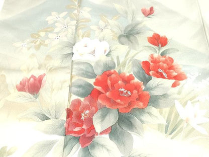 平和屋着物■訪問着 手描き 草花文 暈し染め 正絹 逸品 DABC0510sf