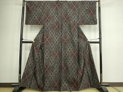 平和屋着物■本場大島紬 花菱文 正絹 逸品 DABC0511sf