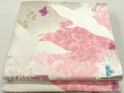 平和屋着物◎六通柄袋帯　唐織　花鳥文　金銀糸　正絹　逸品　DABC0524qa