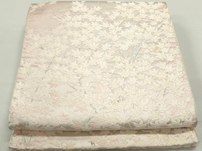 平和屋着物◎六通柄袋帯 唐織 枝楓文 銀糸 正絹 逸品 DABC0548qa