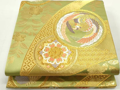 平和屋着物◎六通柄袋帯　唐織　正倉院花蝶文　鳳凰　金糸　正絹　逸品　DABC0554qa