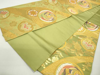 平和屋着物◎六通柄袋帯　唐織　正倉院花蝶文　鳳凰　金糸　正絹　逸品　DABC0554qa
