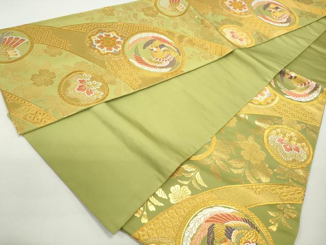 平和屋着物◎六通柄袋帯　唐織　正倉院花蝶文　鳳凰　金糸　正絹　逸品　DABC0554qa