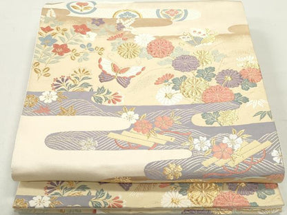 平和屋着物◎六通柄袋帯 唐織 唐織名錦遺芳 金糸 正絹 逸品 DABC0578qa