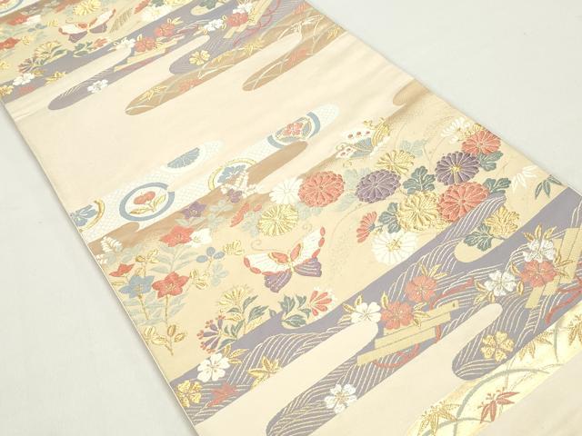 平和屋着物◎六通柄袋帯 唐織 唐織名錦遺芳 金糸 正絹 逸品 DABC0578qa