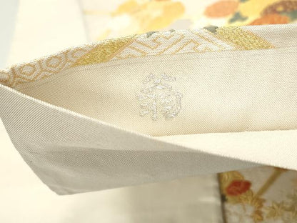 平和屋着物◎六通柄袋帯　唐織　天井花丸文　金銀糸　正絹　逸品　DABC0585qa