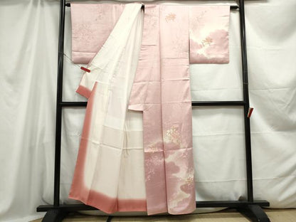 平和屋着物■訪問着 駒刺繍 草花文 暈し染め 正絹 逸品 DABC0592qa