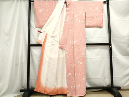 平和屋着物■上質な小紋　舞花文　鬼しぼ縮緬　正絹　逸品　DABC0599qa